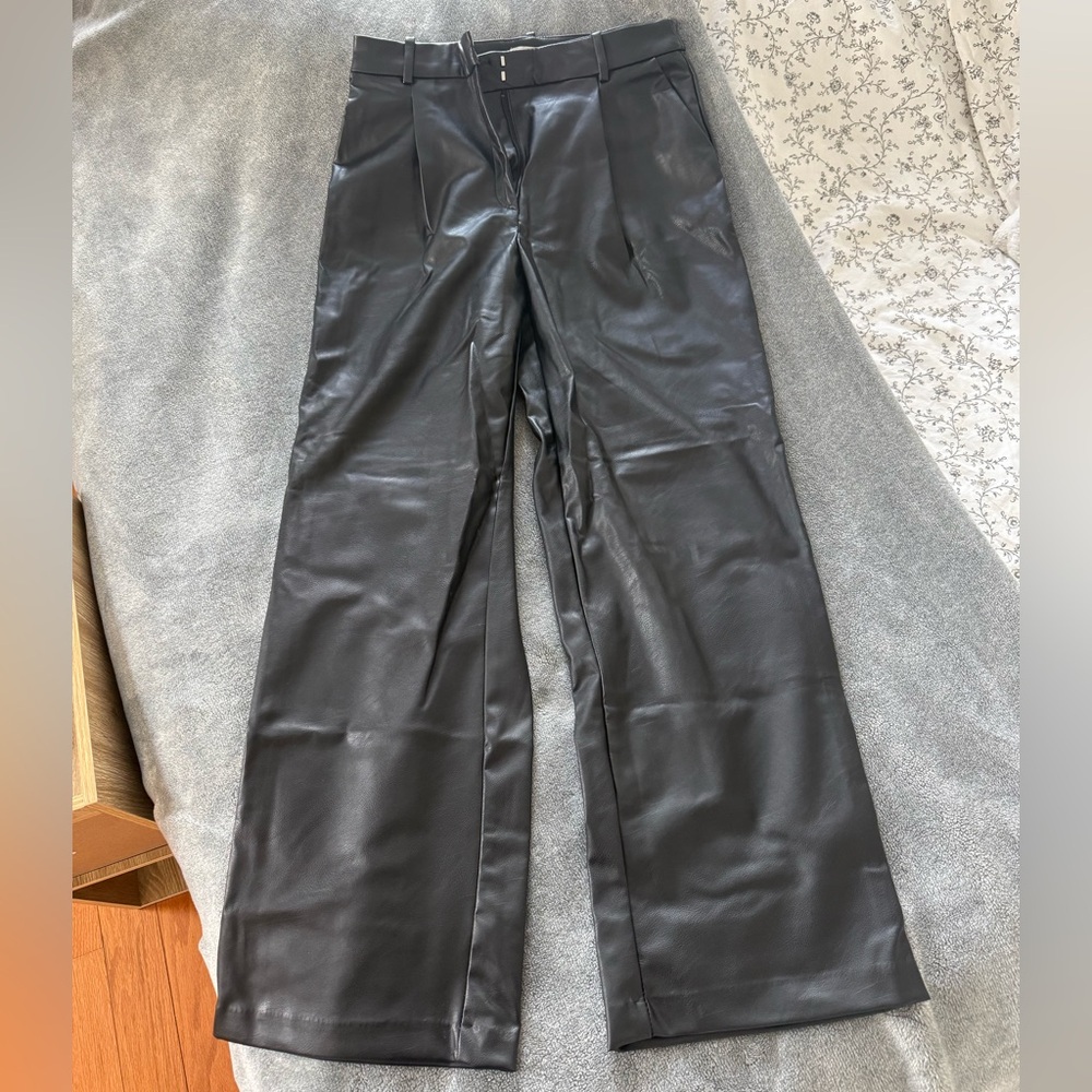 H&M Black Faux Leather Trousers